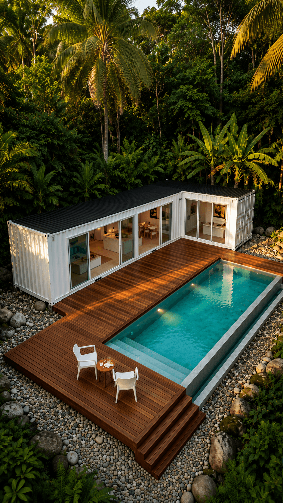 Modern glass house in nature